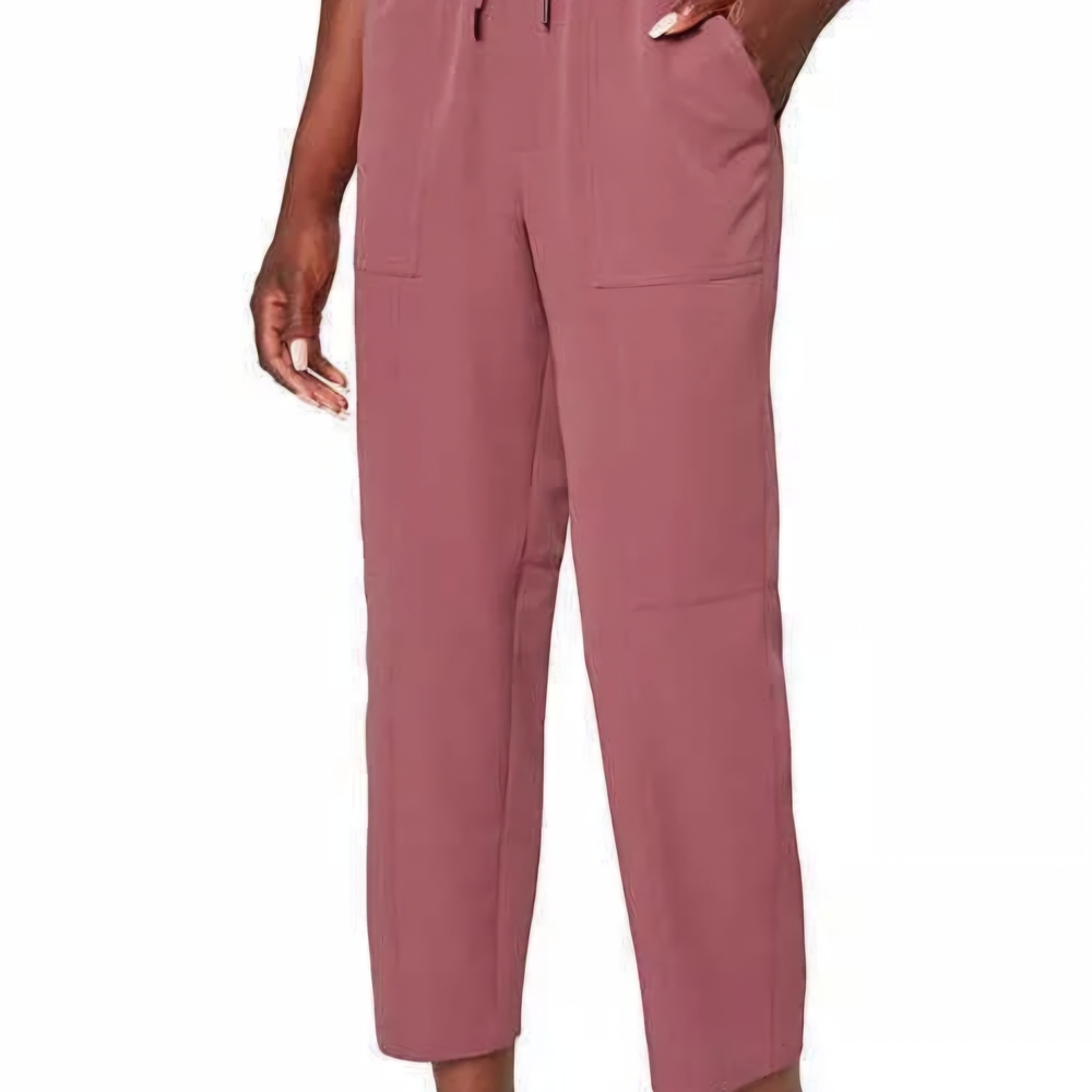 Mondetta Womens High-Rise Textured Ankle Pants, Dard Orchid Pink, Size Large